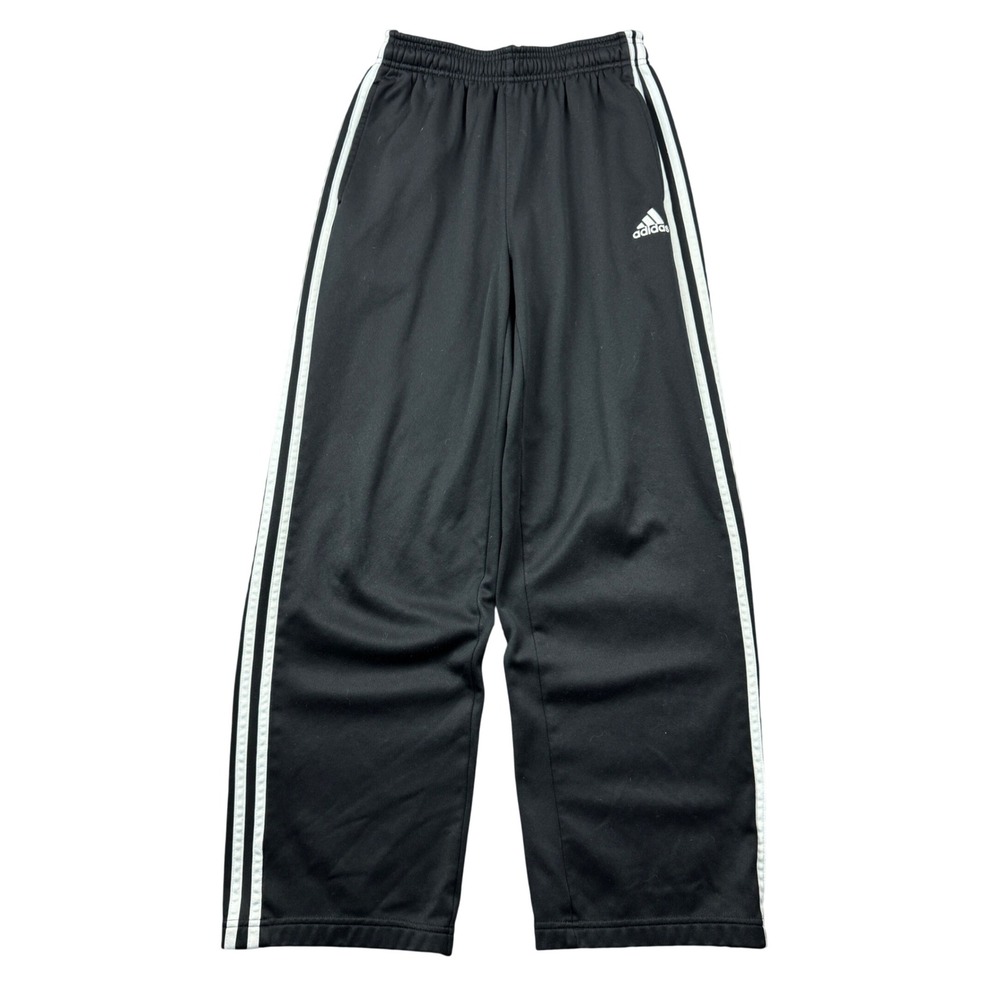 Adidas Black White 3 Stripe Straight Leg Sweatpants Youth Large 14/16 Active